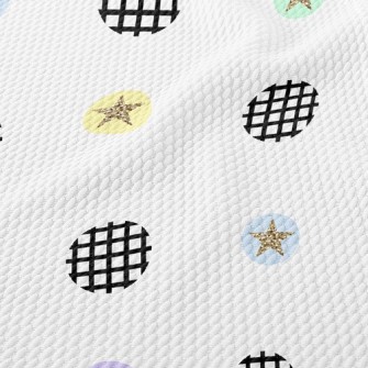 Black And White Circle Stars Birdseye Piqué