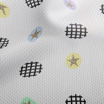 Black And White Circle Stars Athletic Mesh Flat Back