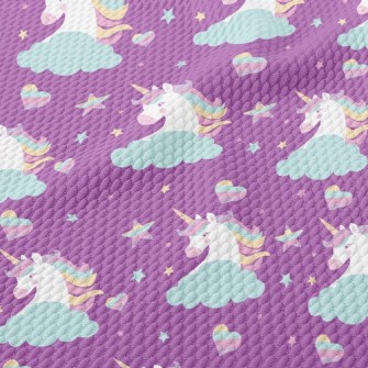 Fantasy Colorful Unicorn Birdseye Piqué