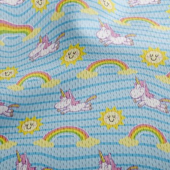 Unicorn Sun Rainbow Athletic Mesh Flat Back
