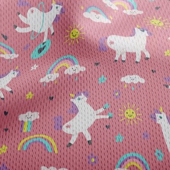 Lively And Active Unicorn Athletic Mesh Flat Back