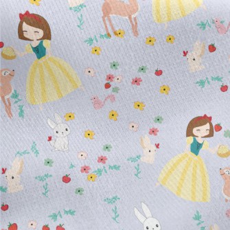 Princess And Animals Picnic Jersey Backed Fleece