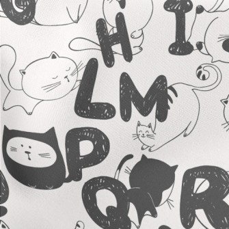 Funny Cat Handwriting In Engli Lightweight Cotton Poplin