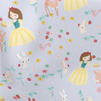 Princess And Animals Picnic Lightweight Cotton Poplin