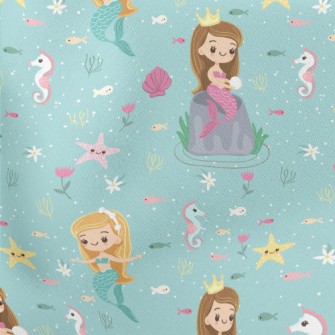 Mermaid Princess Lightweight Cotton Poplin