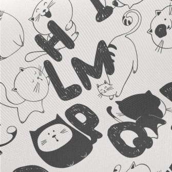 Funny Cat Handwriting In Engli Midweight Cotton Poplin