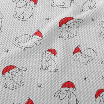 Rabbit Wearing Santa Hat Birdseye Piqué