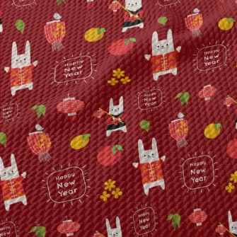 Chinese New Year Rabbit Birdseye Piqué