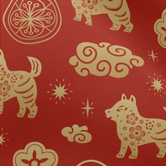 Chinese Dragon Dog Element Chiffon
