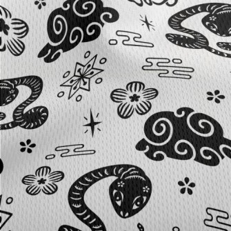 Chinese Year Of The Snake Elem Athletic Mesh Flat Back