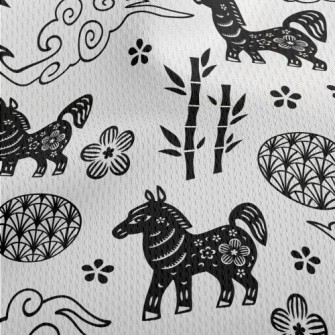 Chinese Year Of The Horse Elem Athletic Mesh Flat Back