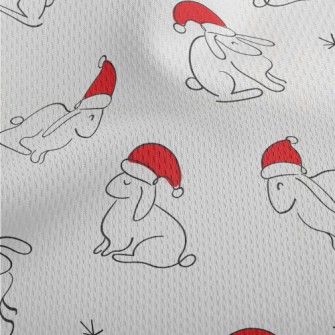 Rabbit Wearing Santa Hat Athletic Mesh Flat Back