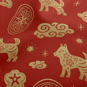 Chinese Dragon Dog Element Athletic Mesh Flat Back