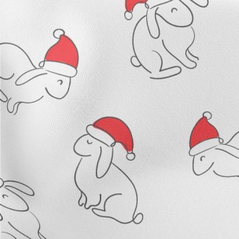 Rabbit Wearing Santa Hat Stretch Ponte