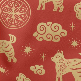Chinese Dragon Dog Element Stretch Ponte