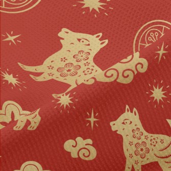 Chinese Dragon Dog Element Piqué