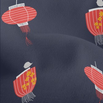 Festive Red Lanterns Lightweight Performance Linen