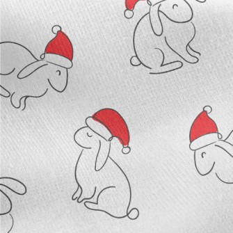Rabbit Wearing Santa Hat Jersey Backed Fleece