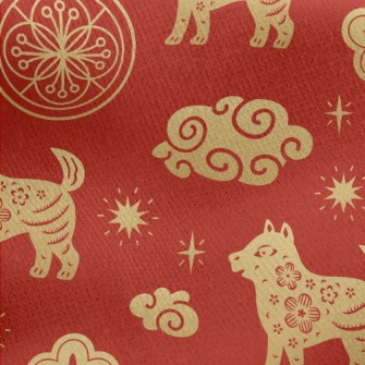 Chinese Dragon Dog Element Jersey Backed Fleece