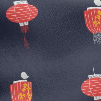 Festive Red Lanterns Jersey Backed Fleece