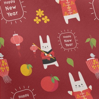 Chinese New Year Rabbit Pongee