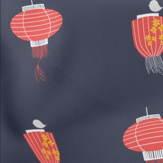 Festive Red Lanterns Lightweight Cotton Poplin