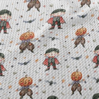 Vampire And Pumpkin Man Birdseye Piqué