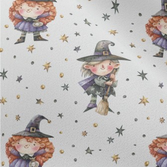 Hand Drawn Cute Witch Chiffon