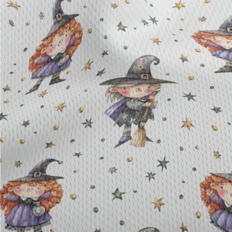 Hand Drawn Cute Witch Athletic Mesh Flat Back