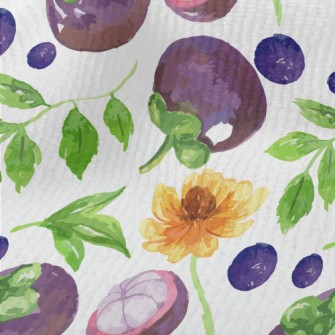 Watercolor Mangosteen And Blue Terry
