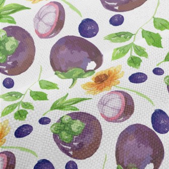 Watercolor Mangosteen And Blue Performance Linen