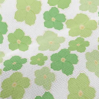 Green Beautiful Flowers Performance Linen