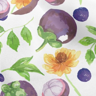 Watercolor Mangosteen And Blue Micro Fleece