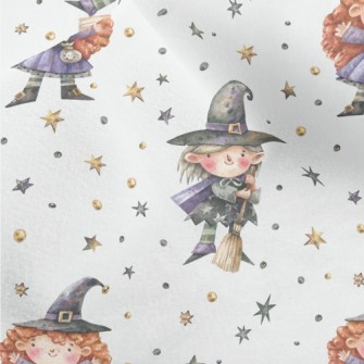 Hand Drawn Cute Witch Micro Fleece