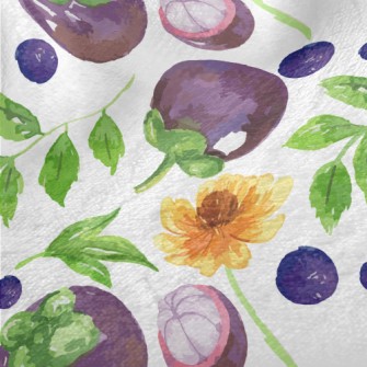 Watercolor Mangosteen And Blue Minky