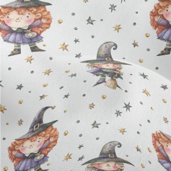 Hand Drawn Cute Witch Lightweight Performance Linen