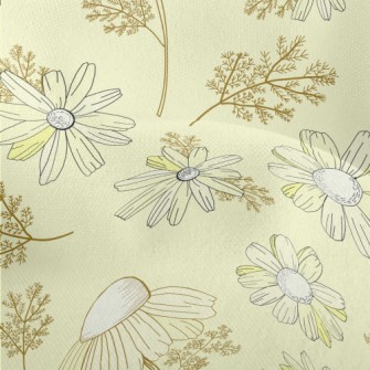 Vintage Yellow Wildflowers Lightweight Performance Linen