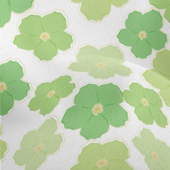 Green Beautiful Flowers Lightweight Performance Linen