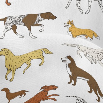 Simple Hand Drawn Pet Dog Lightweight Performance Linen