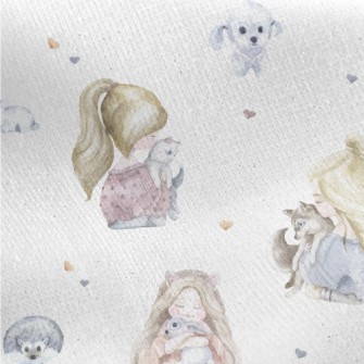 Girl With Cat Jersey Backed Fleece