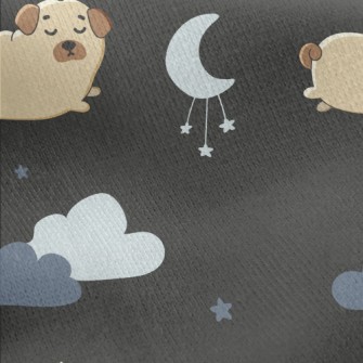 Starry Sky And Pug Jersey Backed Fleece