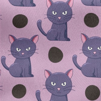 Halloween Black Cat Jersey Backed Fleece