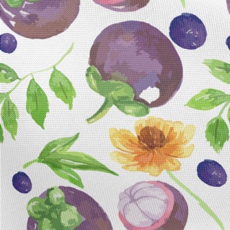Watercolor Mangosteen And Blue Pongee