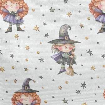 Hand Drawn Cute Witch Pongee
