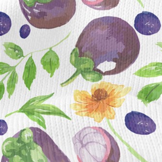Watercolor Mangosteen And Blue Stretch Jersey