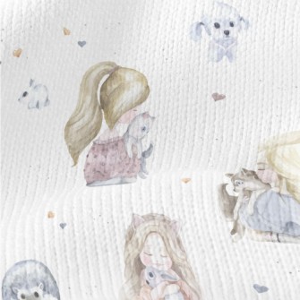 Girl With Cat Stretch Jersey