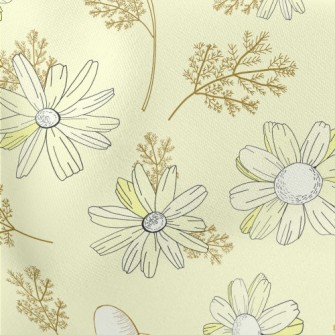 Vintage Yellow Wildflowers Lightweight Cotton Poplin