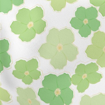 Green Beautiful Flowers Lightweight Cotton Poplin
