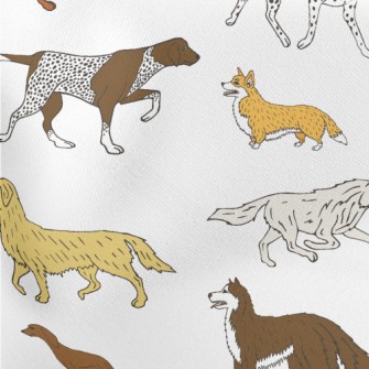 Simple Hand Drawn Pet Dog Lightweight Cotton Poplin