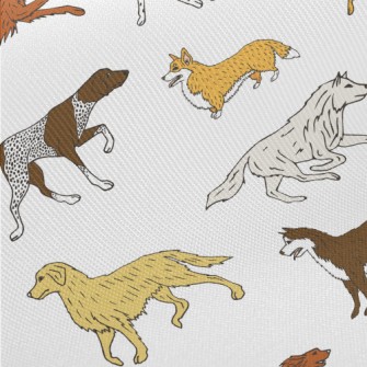 Simple Hand Drawn Pet Dog Midweight Cotton Poplin